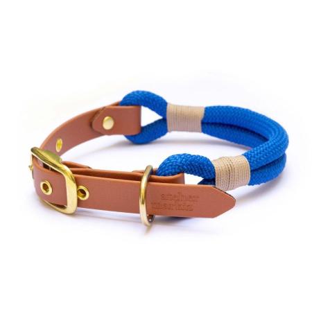 Collier en corde & Biothane Bleu électrique