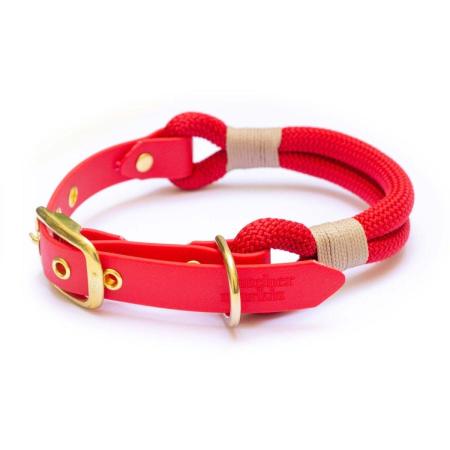 Collier en corde & Biothane Rouge
