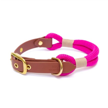 Collier en corde & Biothane Fuchsia