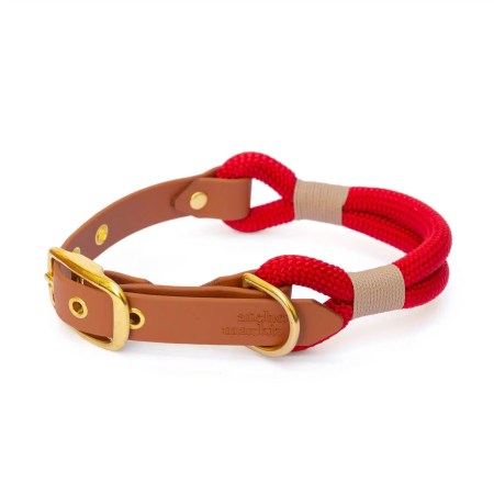 Collier en corde & Biothane Rouge