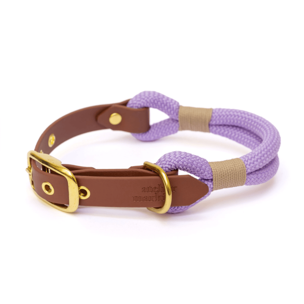 Collier en corde & Biothane Lilas