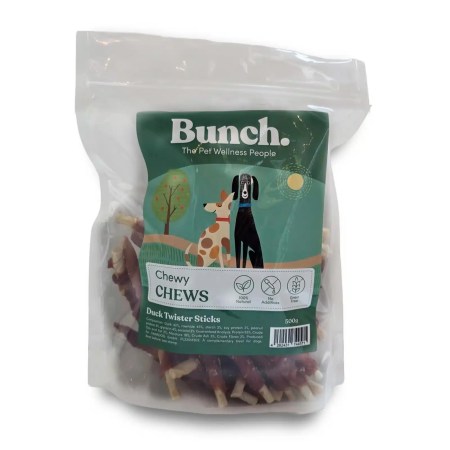 Bâtonnets Twister Canard (500 g) - Bunch